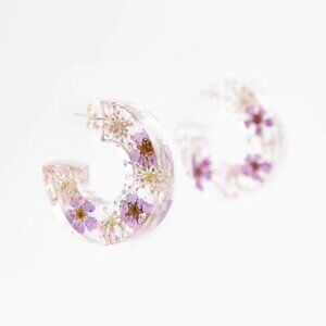 Zara Dried Flower Resin Earrings Purple